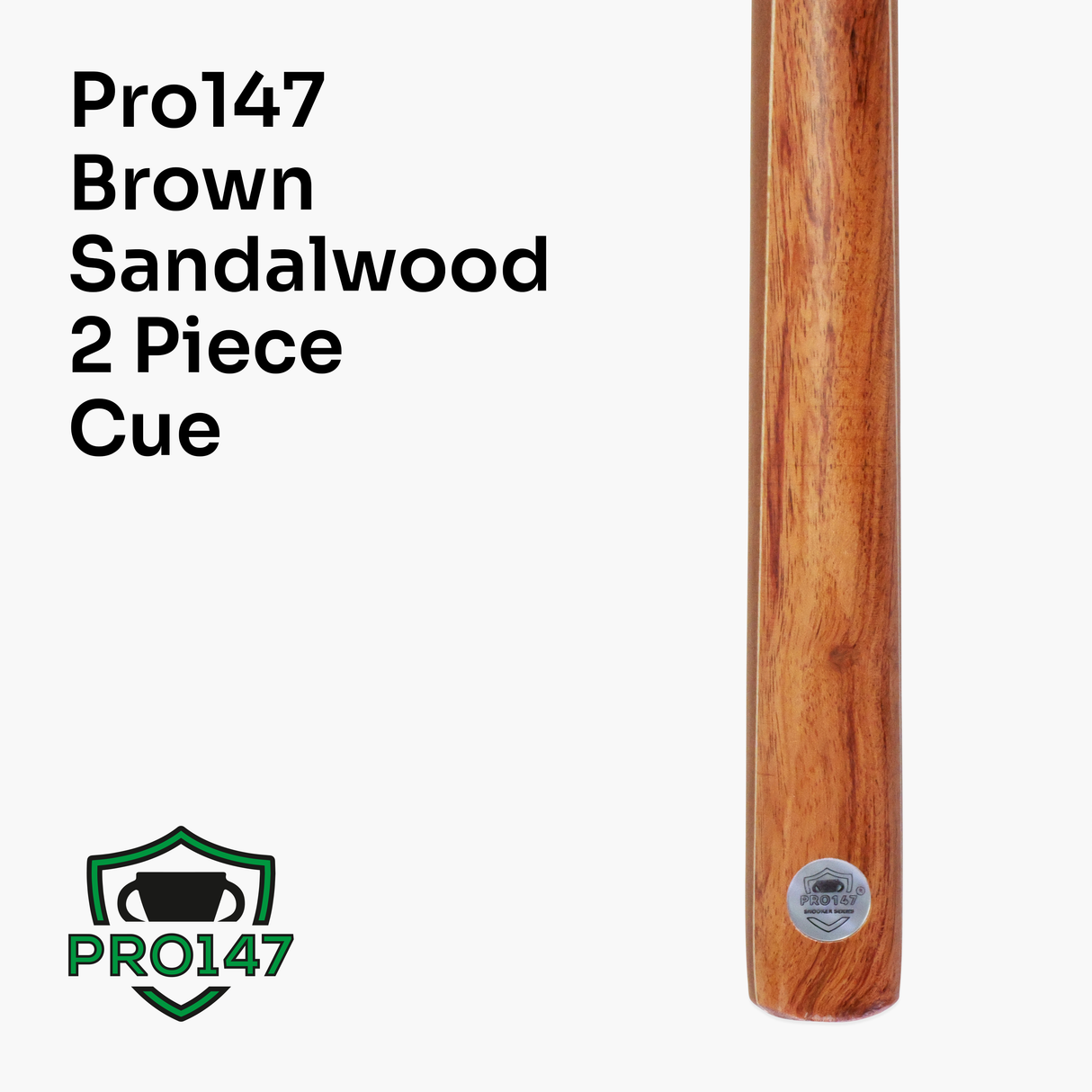 PRO147 Brown Sandalwood 57 Inch 2 Piece Heavy Weight Snooker Cue and Case Set 9.8mm Tip