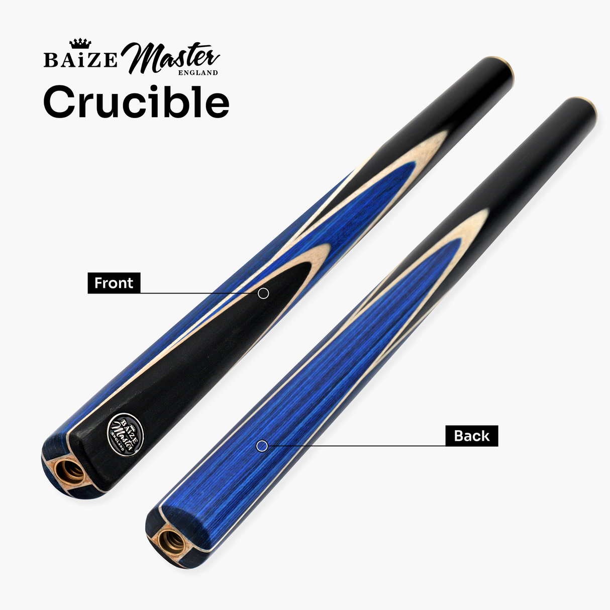 Baize Master 3/4 CRUCIBLE Hand Spliced 57 Inch Ash Snooker Pool Cue with 9.5mm Tip + Mini Butt Extension