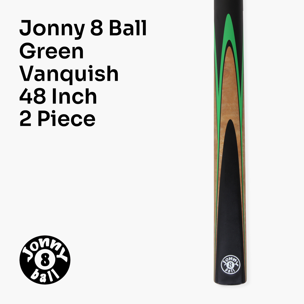 Jonny 8 Ball 48 Inch 2 Piece VANQUISH Junior Kids Snooker Pool Cue and HARD CASE Set 10mm Tip