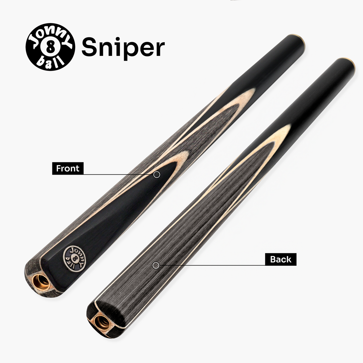 Jonny 8 Ball 3/4 SNIPER 57 Inch Ash English Pool Cue with 8mm Layered Pro Tip