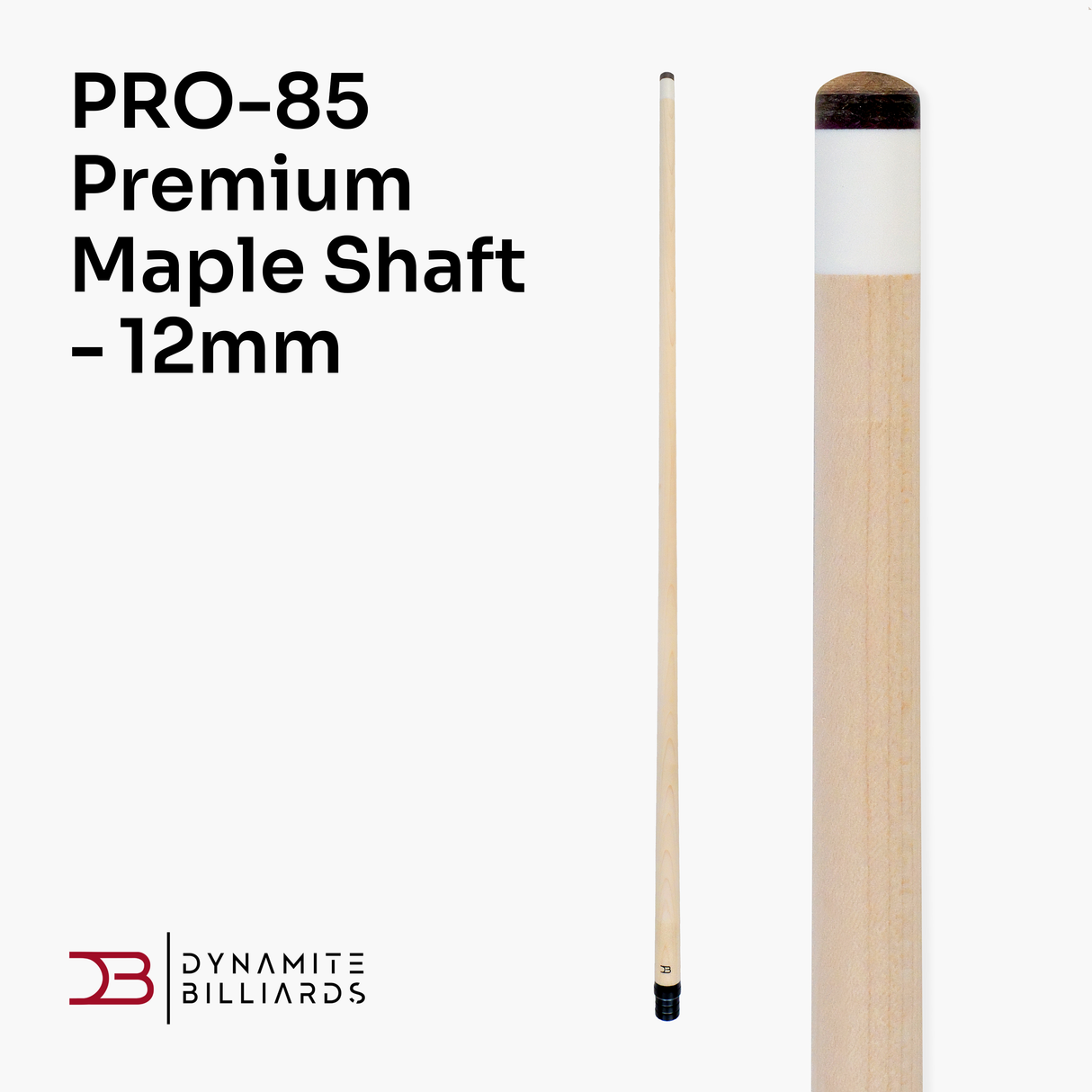 Dynamite Billiards PRO-85 Low Deflection Premium Tapered Maple Shaft, 12mm Everest Tip, Radial Joint