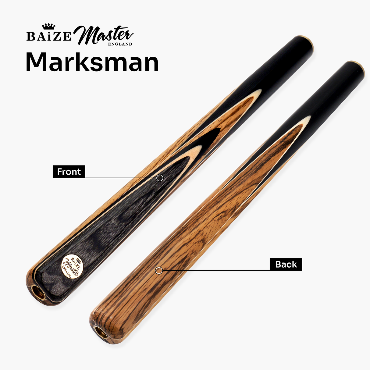 Baize Master Vintage Marksman ¾ Joint English Pool Cue with 8.5mm Baize Master Blue Pressed Tip