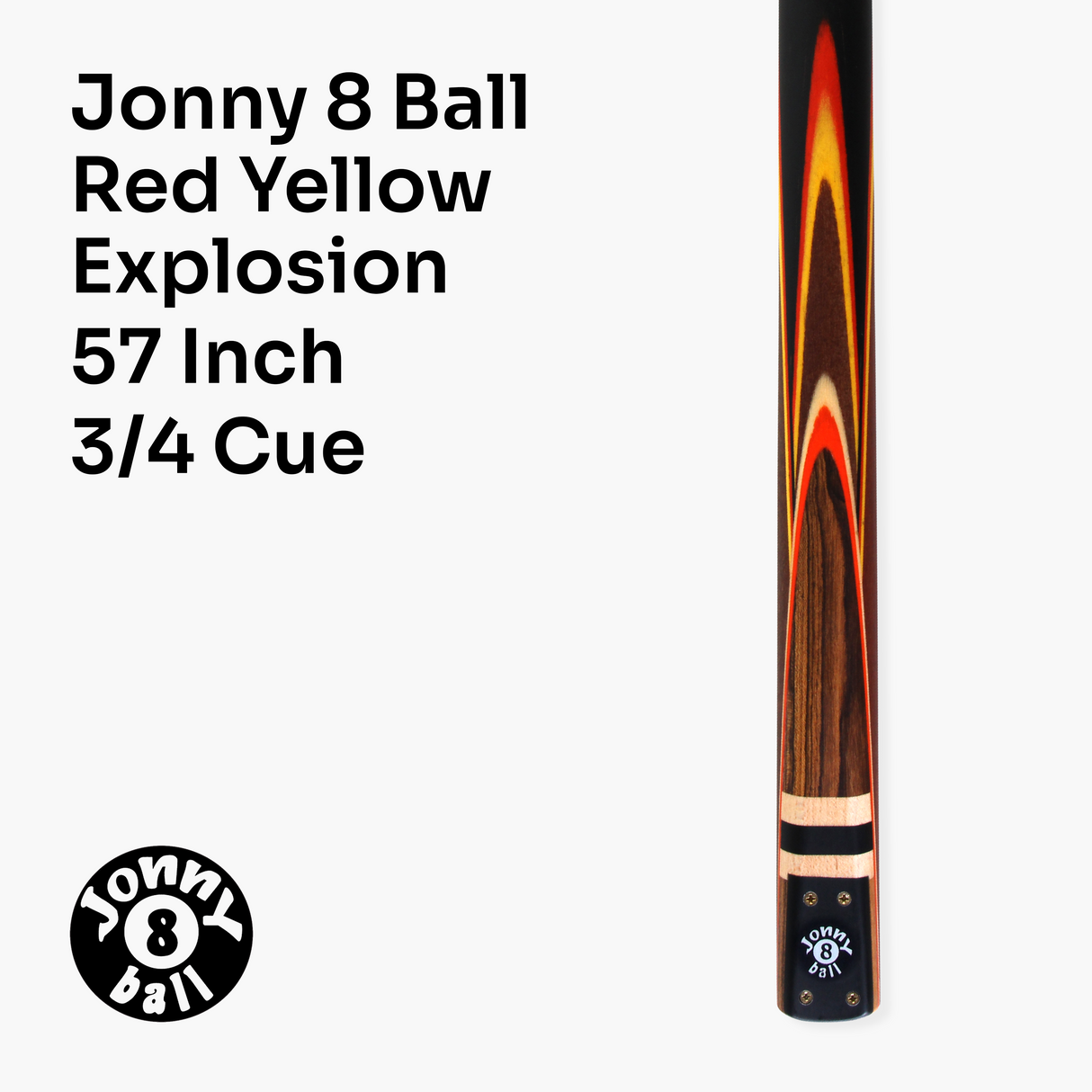 Jonny 8 Ball 57 Inch Traditional ¾ Jointed Ash Snooker Pool Cue 9mm tip + Mini Butt Jonny 8 Ball