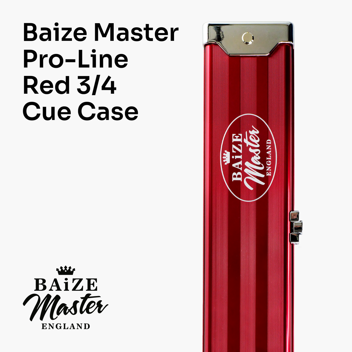 Baize Master RED 3/4 PRO LINE Aluminium Metal Ends Snooker Pool Cue Case - Holds 1 Cue