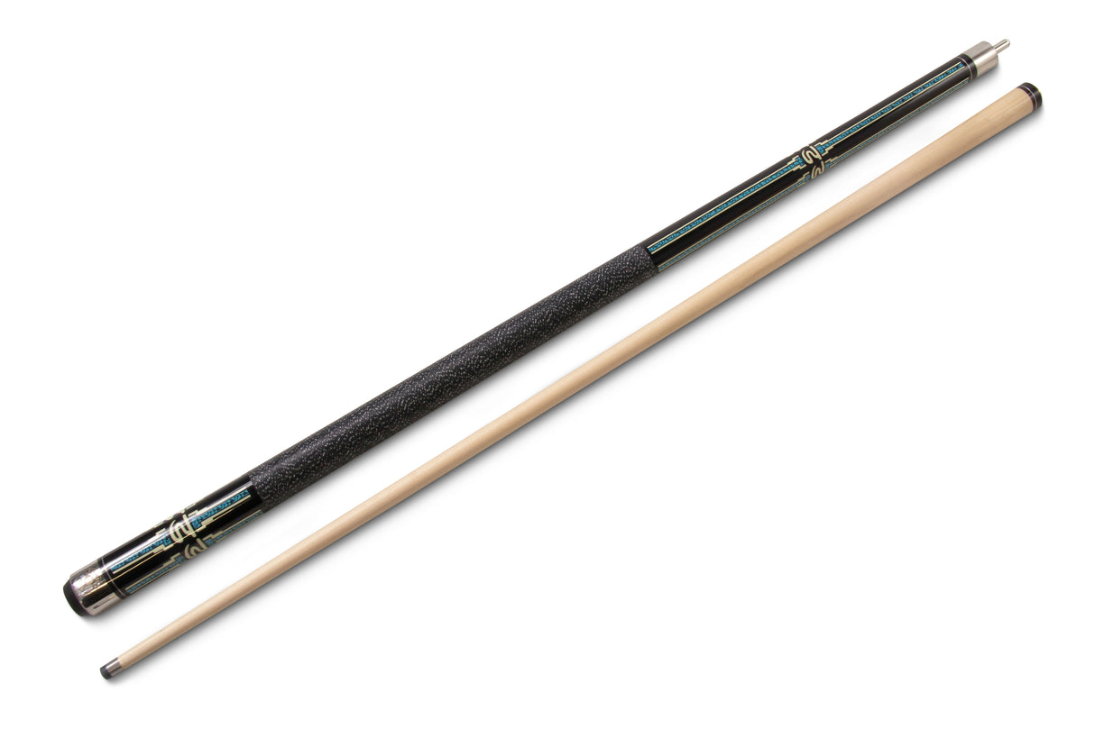 Jonny 8 Ball 2pc MOSAIC AMERICANO Maple Shaft RISS Pool Snooker Cue - 9.5mm Tip
