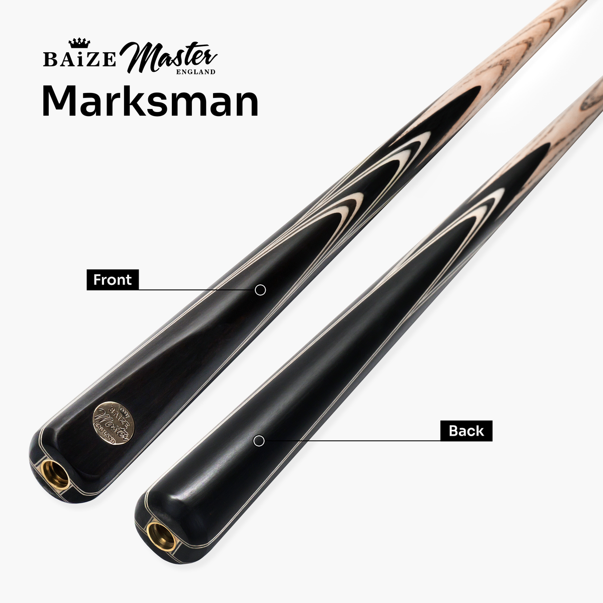 Baize Master Midnight Marksman 57 Inch 1 Piece English Pool Cue with 8.5mm Baize Master Blue Pressed Tip