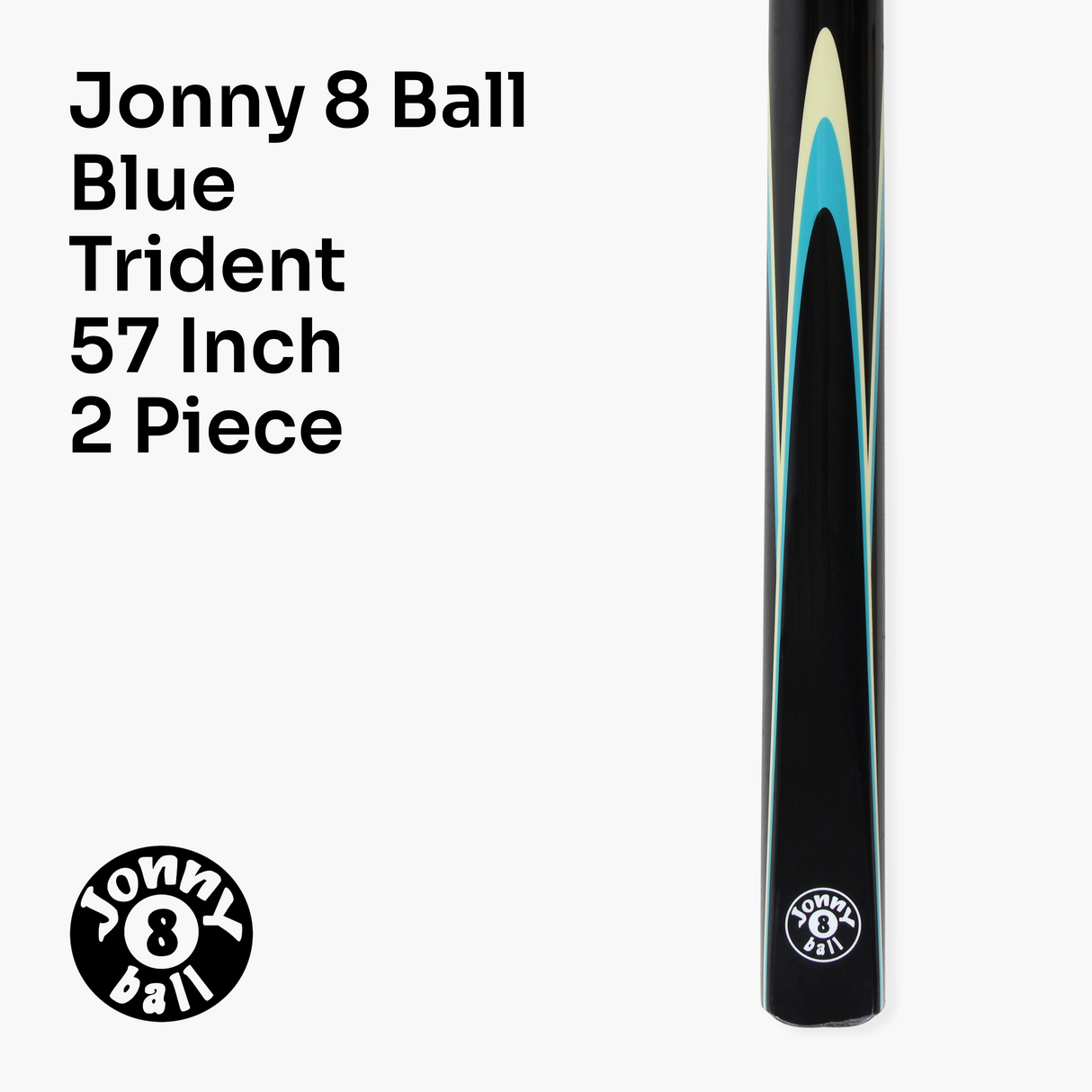 Jonny 8 Ball TRIDENT 57 Inch 2 Piece Centre Joint Ash Snooker Pool Cue with 9.5mm Tip
