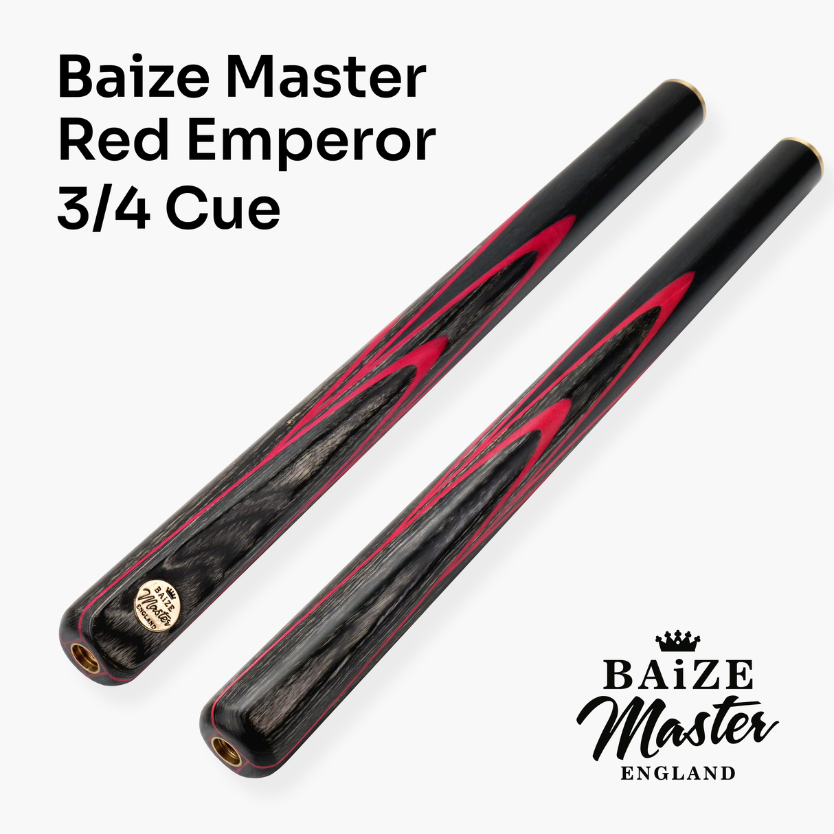 Baize Master RED EMPEROR SNOOKER CUE SET with Case 2 x Extensions and Chalk