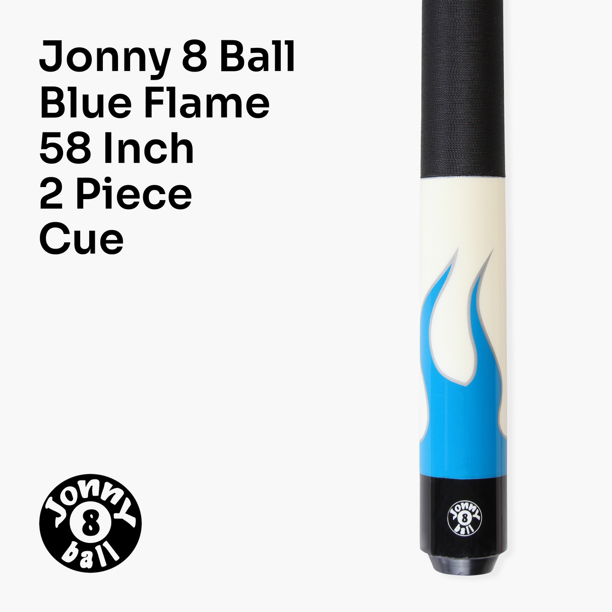 Jonny 8 Ball Flame 58" Maple Pool Snooker Cue with 11mm Tip and Heavy Duty Vinyl Soft Case
