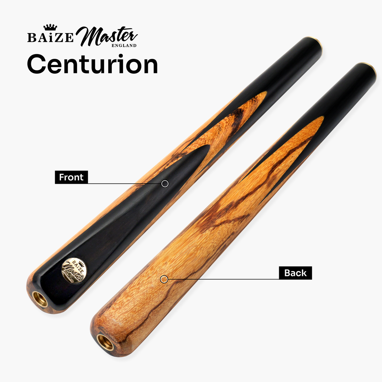 Baize Master Ember Centurion 58 Inch 3/4 Joint Hand Spliced Snooker and Pool Cue with 9.5mm Pro Impact Hybrid Tip Baize Master