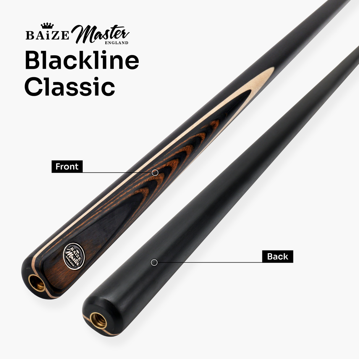 Baize Master BLACKLINE CLASSIC 2 Piece Snooker and Pool Cue 9.5mm Layered Tip