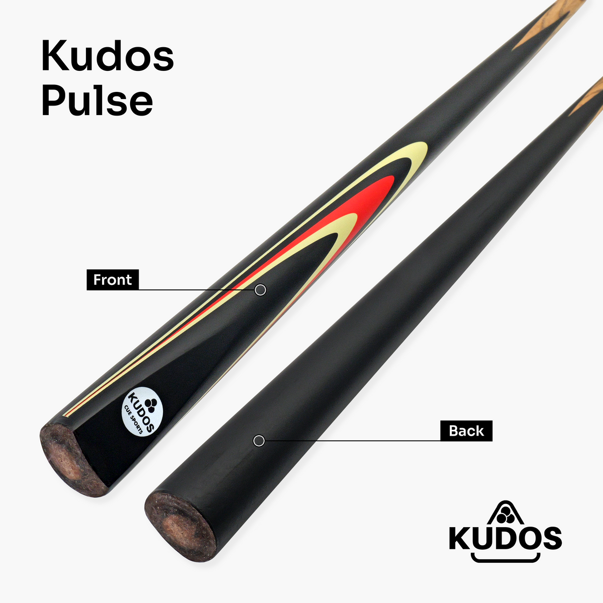 Kudos Junior Pulse 48 Inch 2 Piece Kids Snooker and Pool Cue with 9.5mm Tip