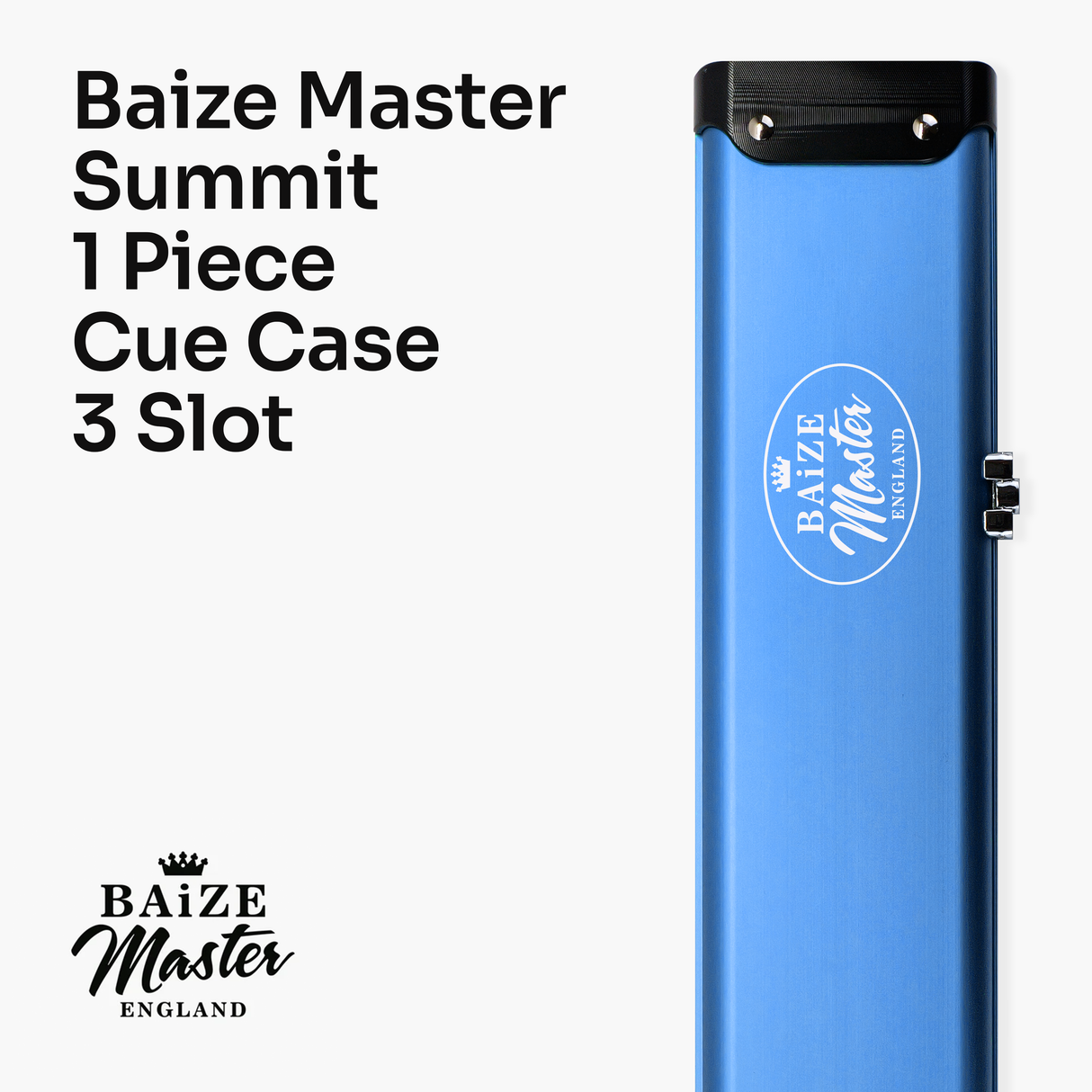 Baize Master Summit One Piece Three Slot Luxury Aluminium Snooker and Pool Cue Case with Chunky Metal Ends – Holds 3 x One Piece Cues