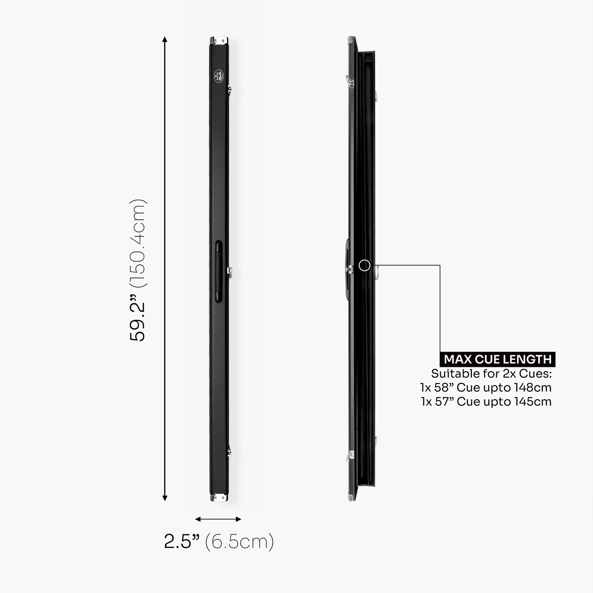 Baize Master Prestige Pro-Lock 1 Piece Luxury Metal Cue Case - Holds 2 x 1 Piece Cues
