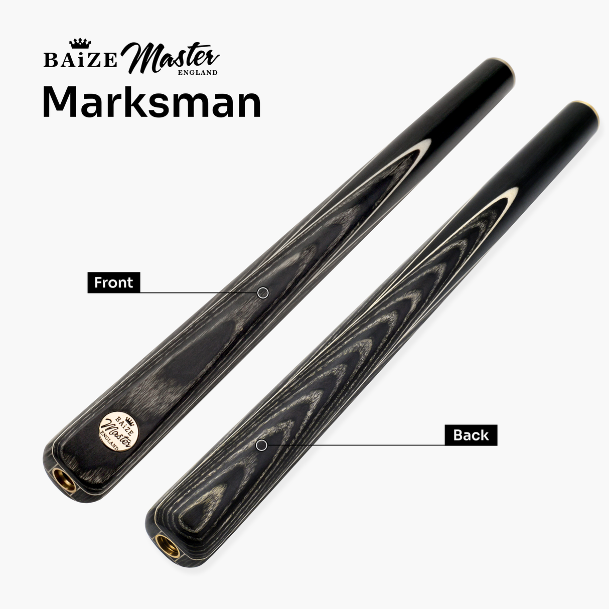 Baize Master Grey Marksman ¾ Joint English Pool Cue and Case Set with 8.5mm Baize Master Blue Pressed Tip