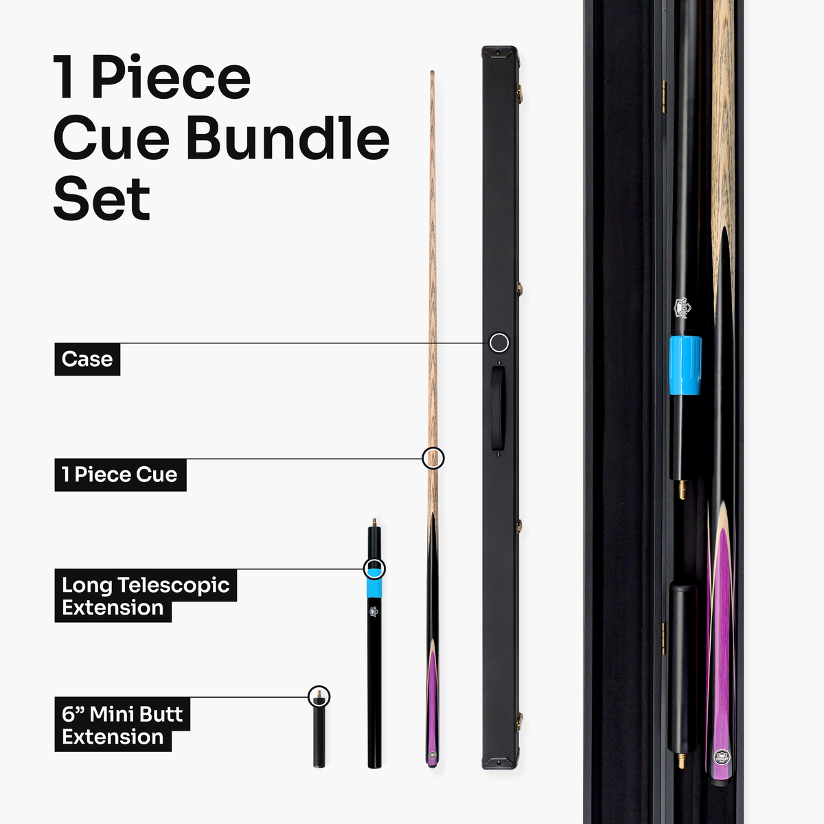 PRO147 Jester 1 Piece Snooker and Pool Cue and Case Set with 9.3mm Pro Tip