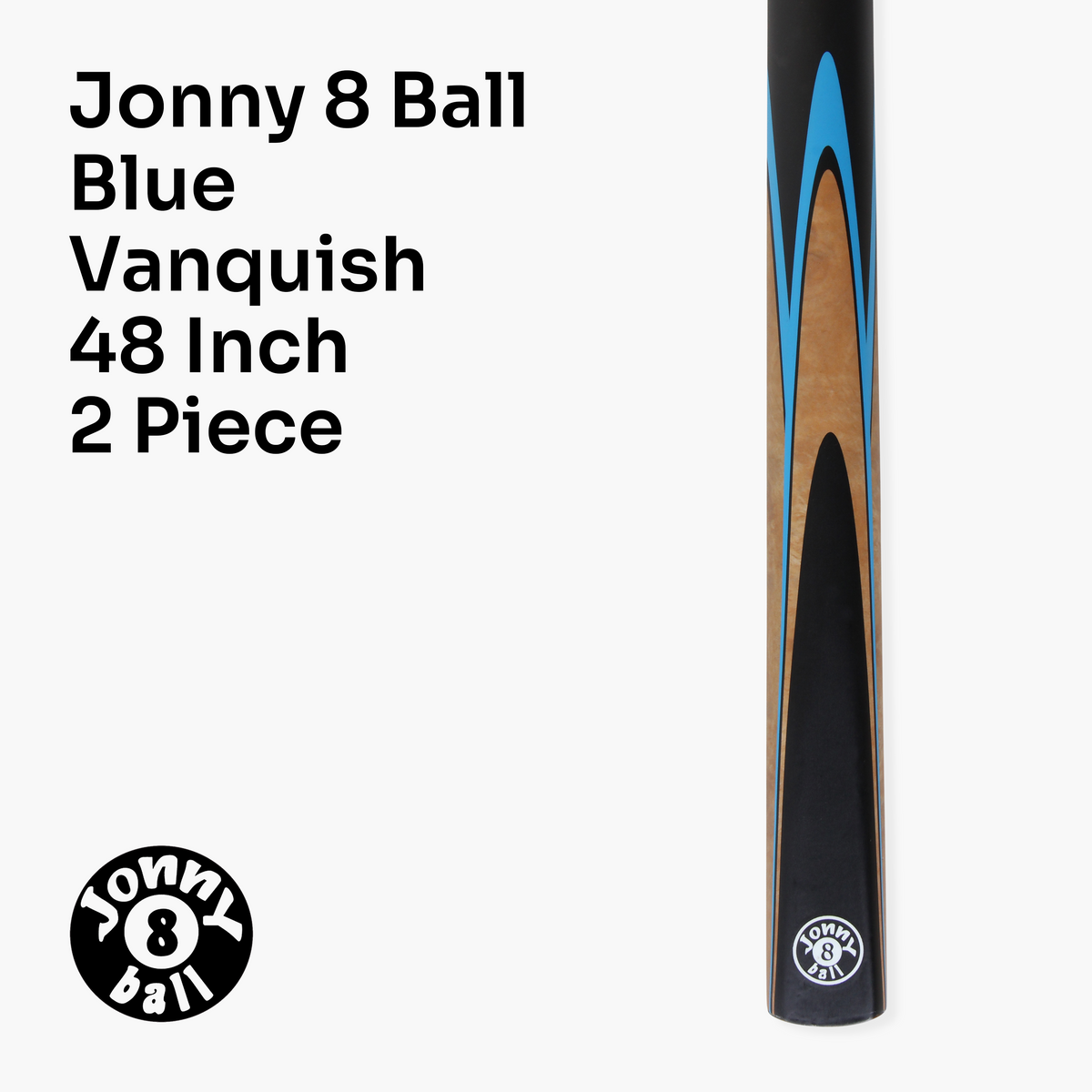 Jonny 8 Ball 48 Inch 2 Piece VANQUISH Junior Kids Snooker Pool Cue and HARD CASE Set 10mm Tip