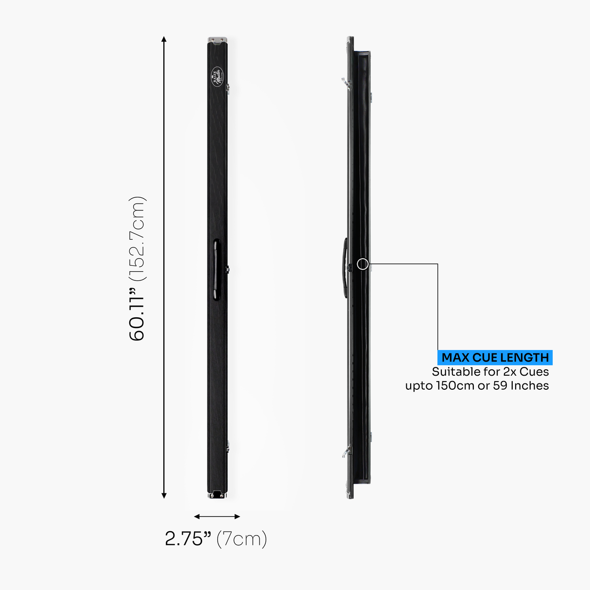 Baize Master Prestige 1 Piece Luxury Metal Cue Case - Holds 2 x 1 Piece Cues