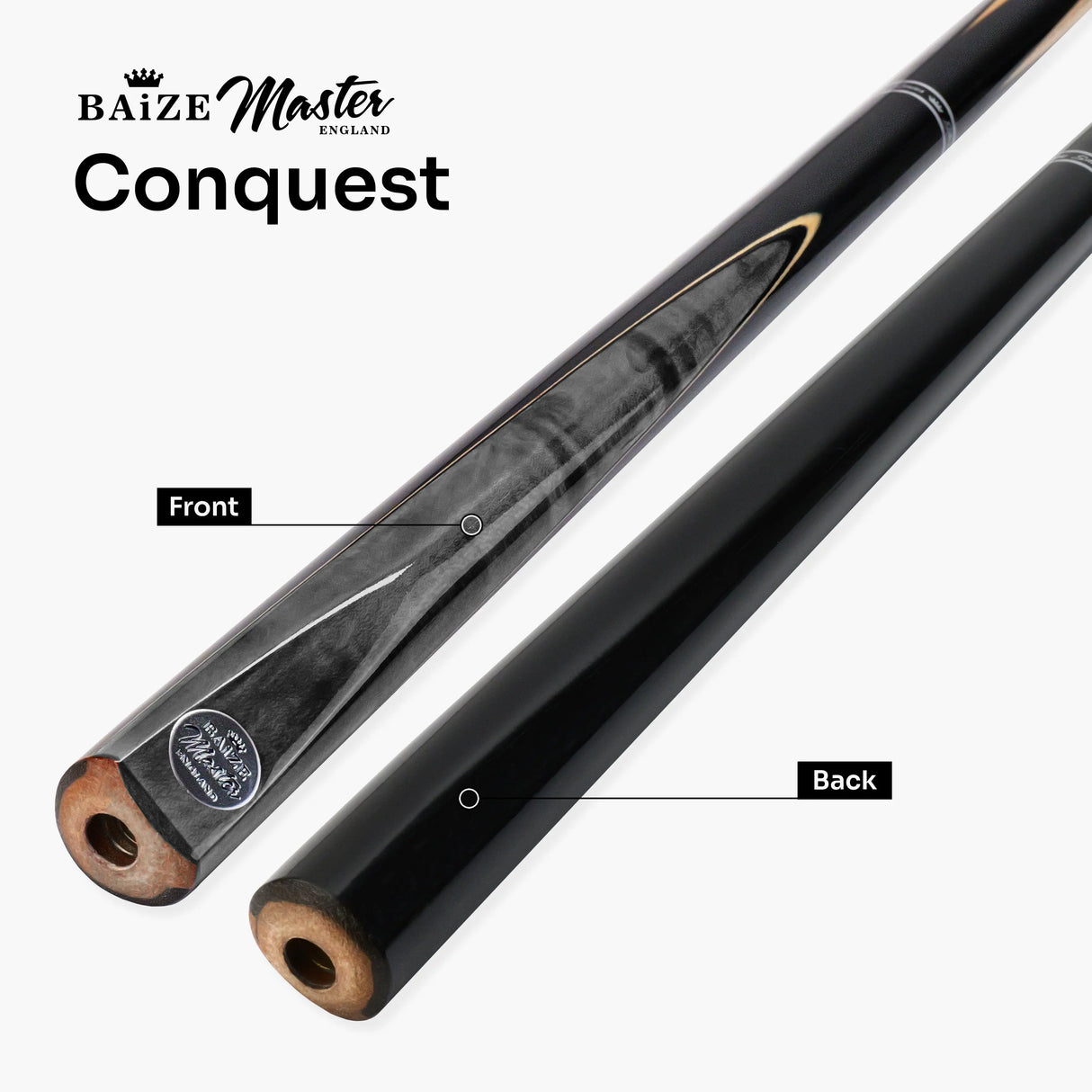 Baize Master CONQUEST 52 Inch 2 Piece Junior Snooker Pool Cue with 9.5mm Tip Baize Master