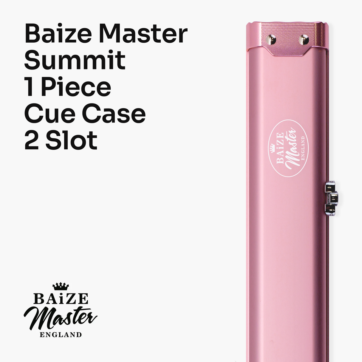 Baize Master Summit One Piece Two Slot Luxury Aluminium Snooker and Pool Cue Case with Chunky Metal Ends – Holds 2 x One Piece Cues