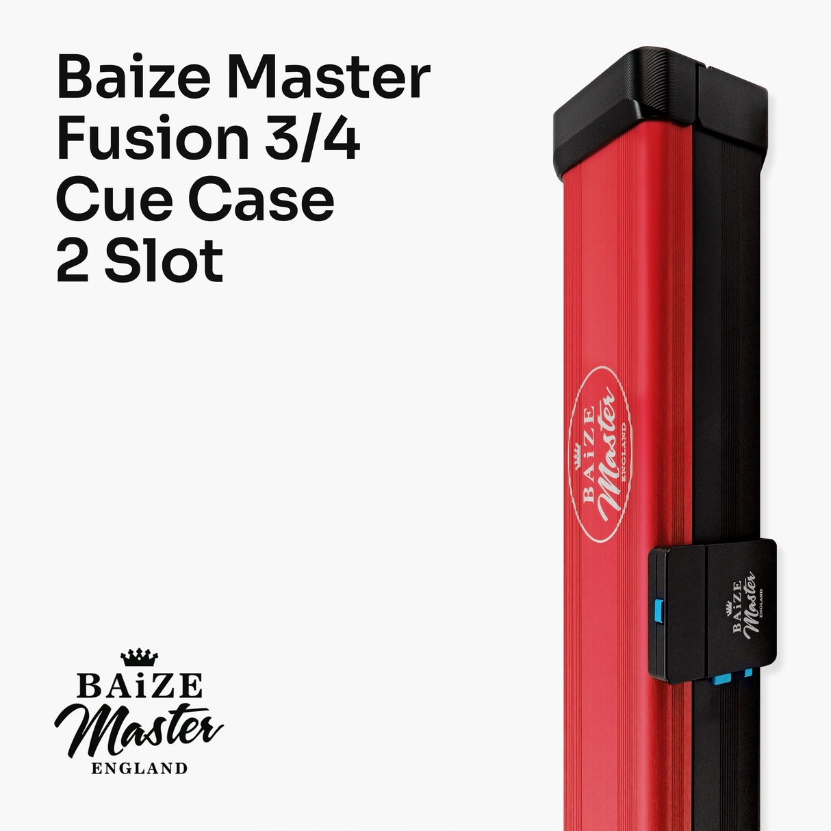 Baize Master Fusion ¾ 2 Slot Luxury Aluminium Snooker and Pool Cue Case with Trigger™ Lock – Holds 1 x ¾ Joint Cue + Extensions Baize Master