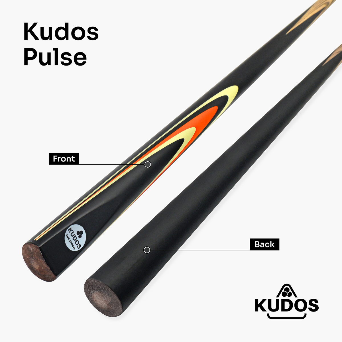 Kudos Junior Pulse 48 Inch 2 Piece Kids Snooker and Pool Cue with 9.5mm Tip