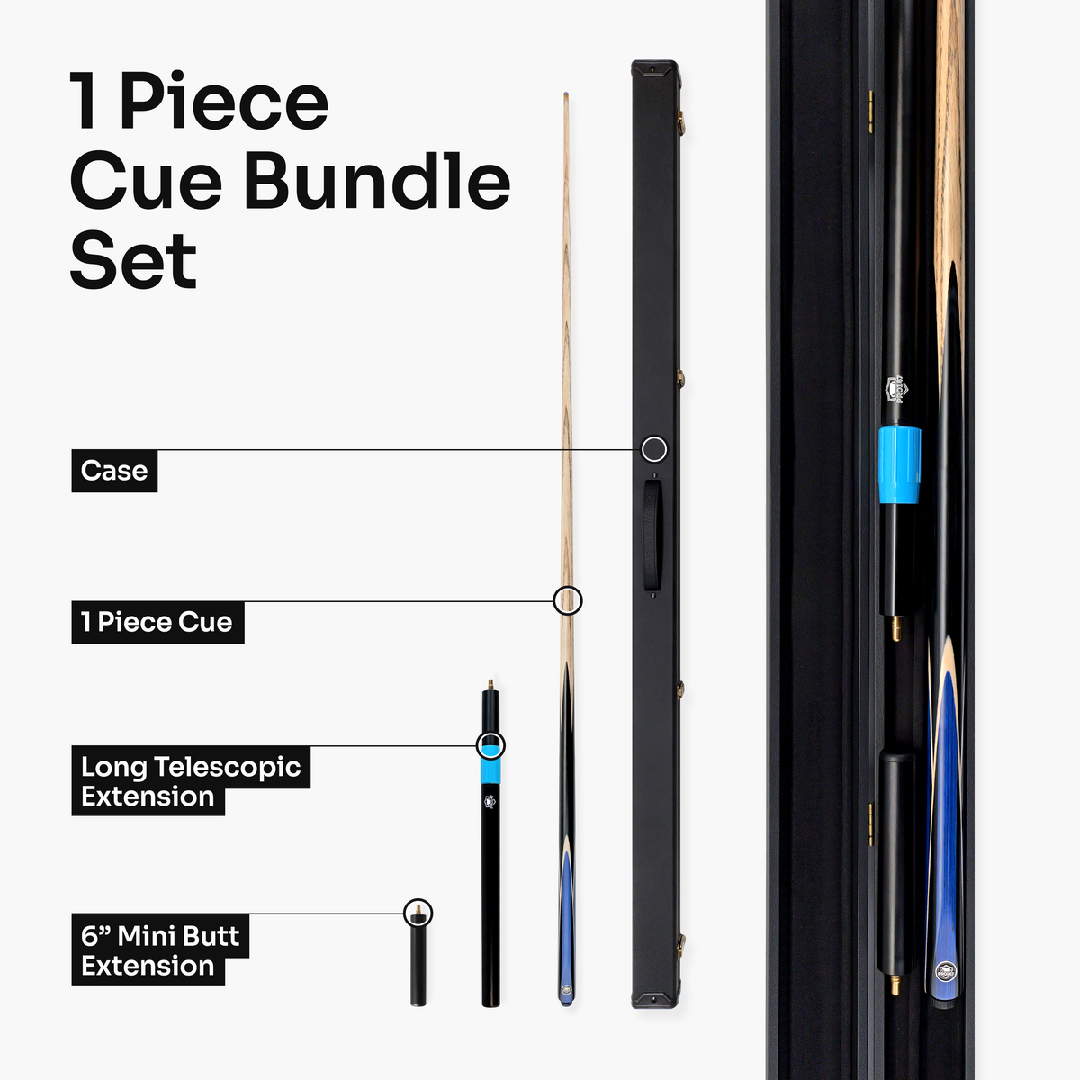 PRO147 Jester 1 Piece Snooker and Pool Cue and Case Set with 9.3mm Pro Tip