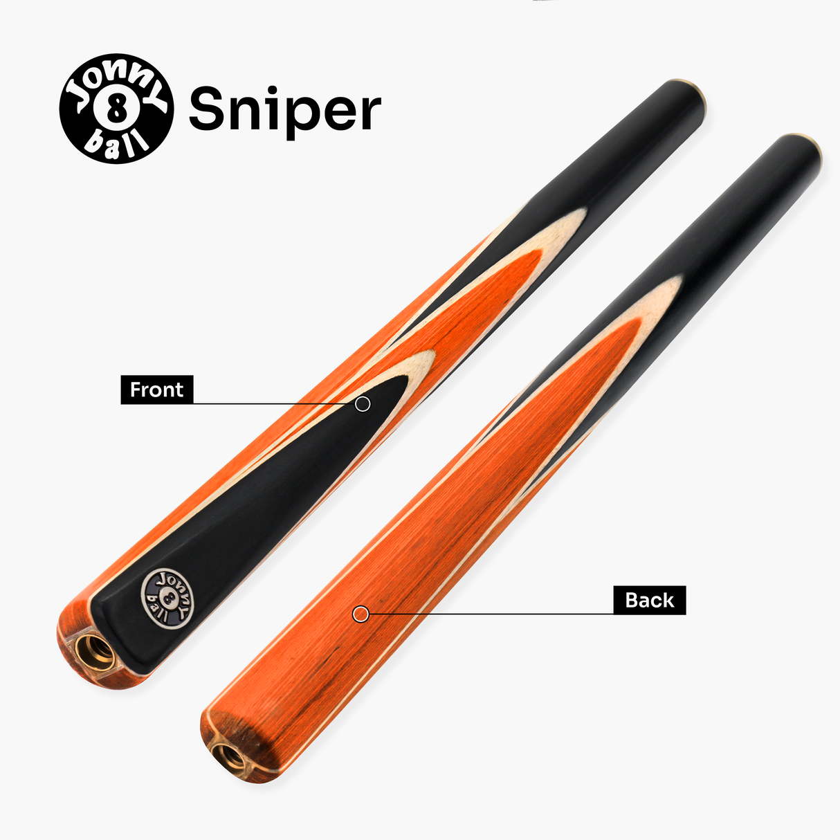 Jonny 8 Ball 3/4 SNIPER 57 Inch Ash English Pool Cue with 8mm Layered Pro Tip