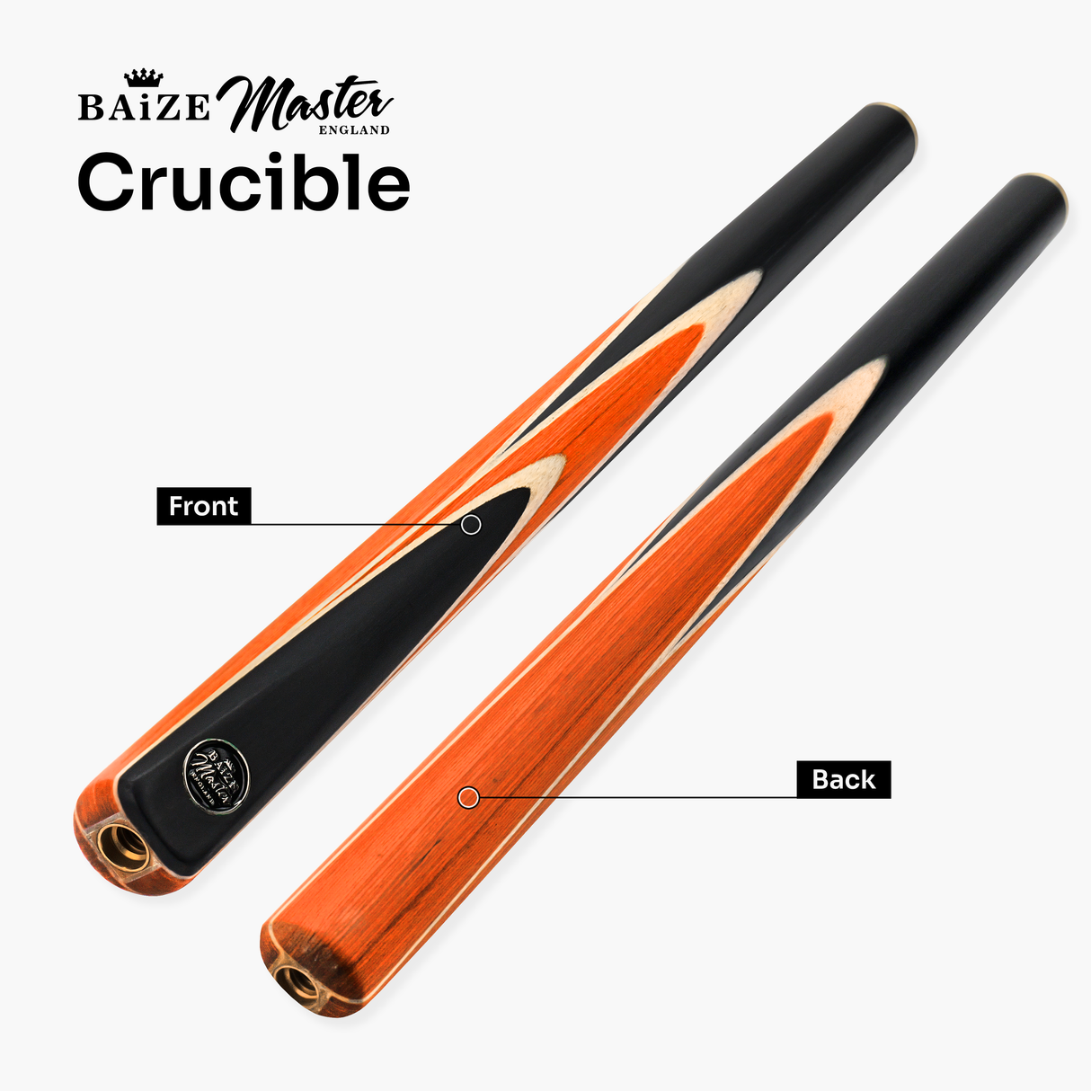 Baize Master 3/4 CRUCIBLE Hand Spliced 57 Inch Ash Snooker Pool Cue with 9.5mm Tip + Mini Butt Extension