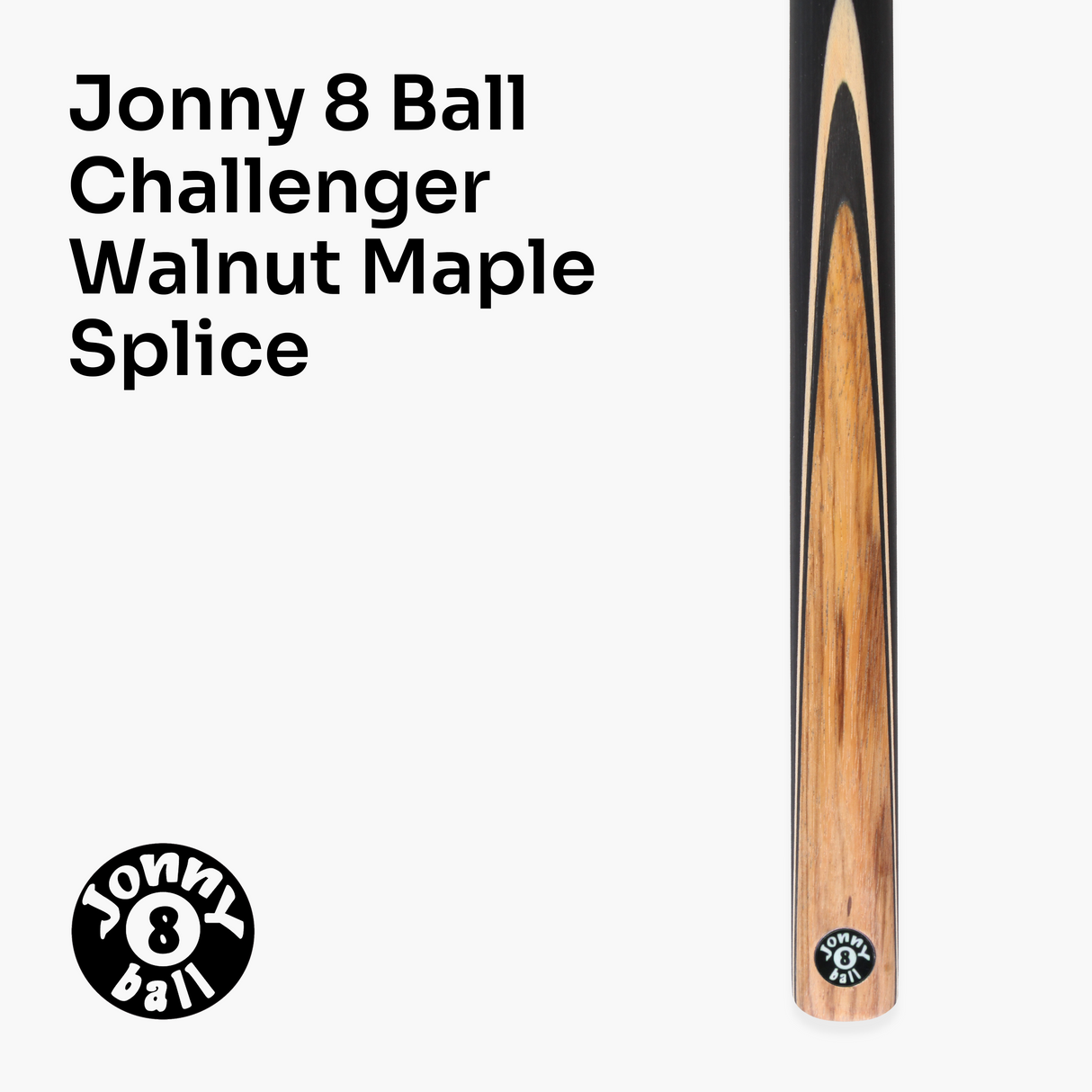 Jonny 8 Ball Challenger 57 Inch 2 Piece English Pool Cue and Case Set with 8mm Pro Leather Tip with Black Hard Case