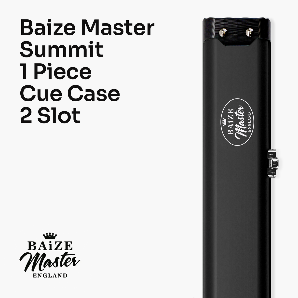 Baize Master Summit One Piece Two Slot Luxury Aluminium Snooker and Pool Cue Case with Chunky Metal Ends – Holds 2 x One Piece Cues
