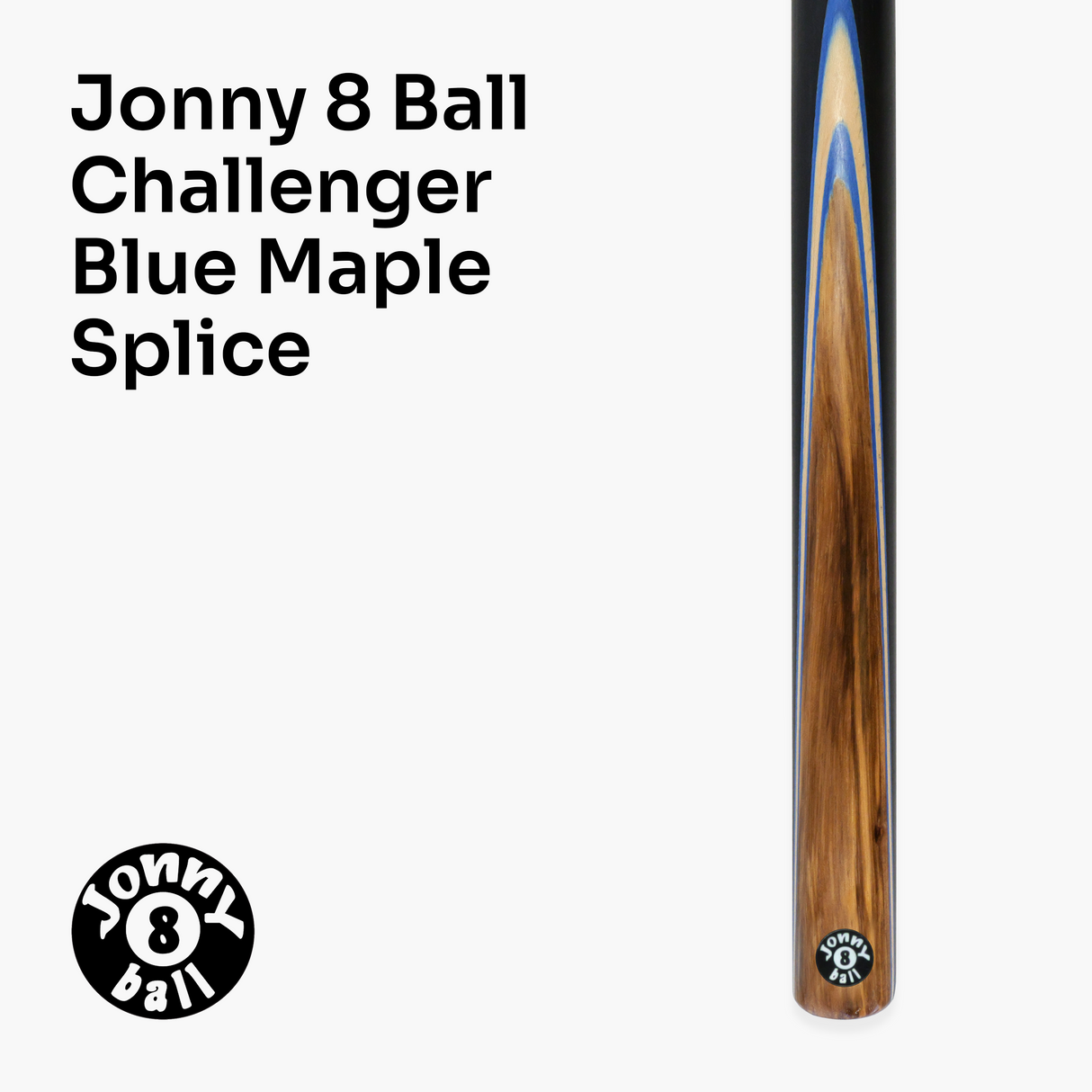Jonny 8 Ball Challenger 57 Inch 2 Piece English Pool Cue and Case Set with 8mm Pro Leather Tip with Black Hard Case