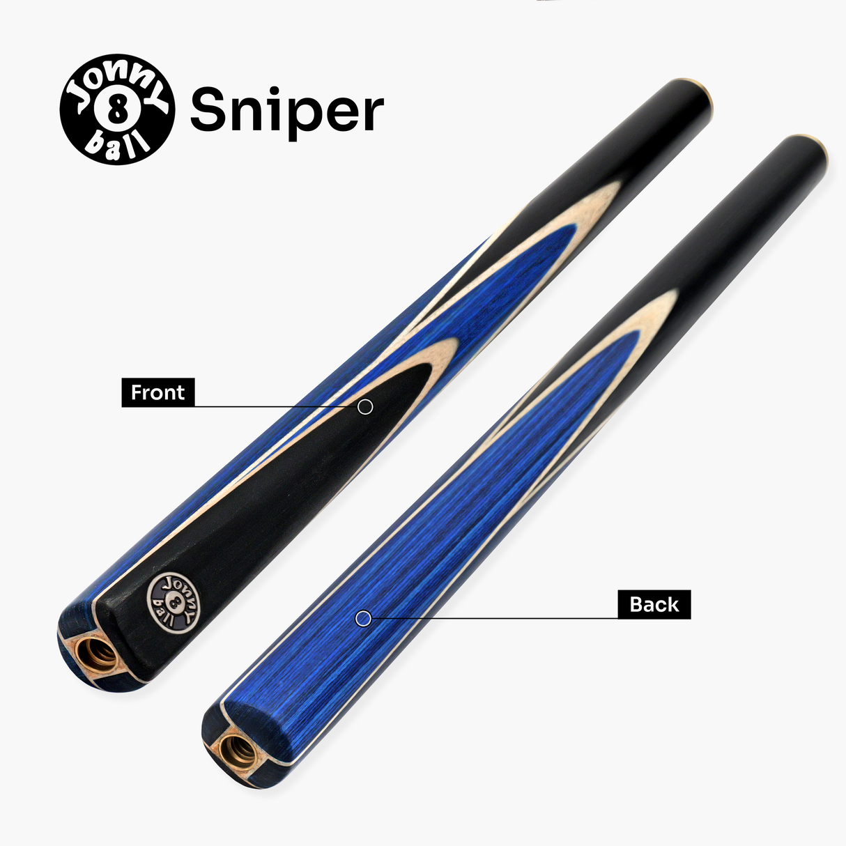 Jonny 8 Ball 3/4 SNIPER 57 Inch Ash English Pool Cue with 8mm Layered Pro Tip