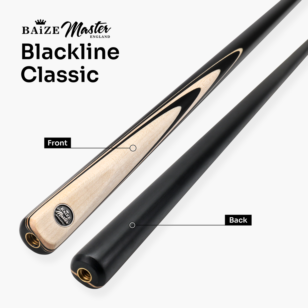 Baize Master BLACKLINE CLASSIC 2 Piece English Pool Cue and Case Set 8.5mm Pro Impact Tip