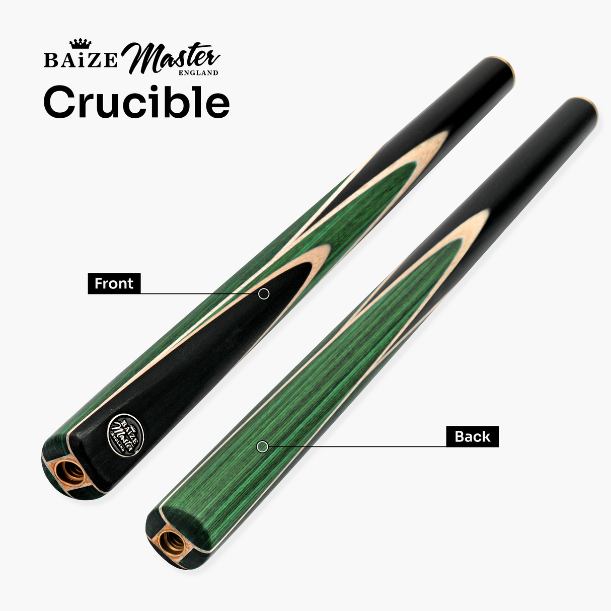 Baize Master 3/4 CRUCIBLE Hand Spliced 57 Inch Ash Snooker Pool Cue with 9.5mm Tip + Mini Butt Extension