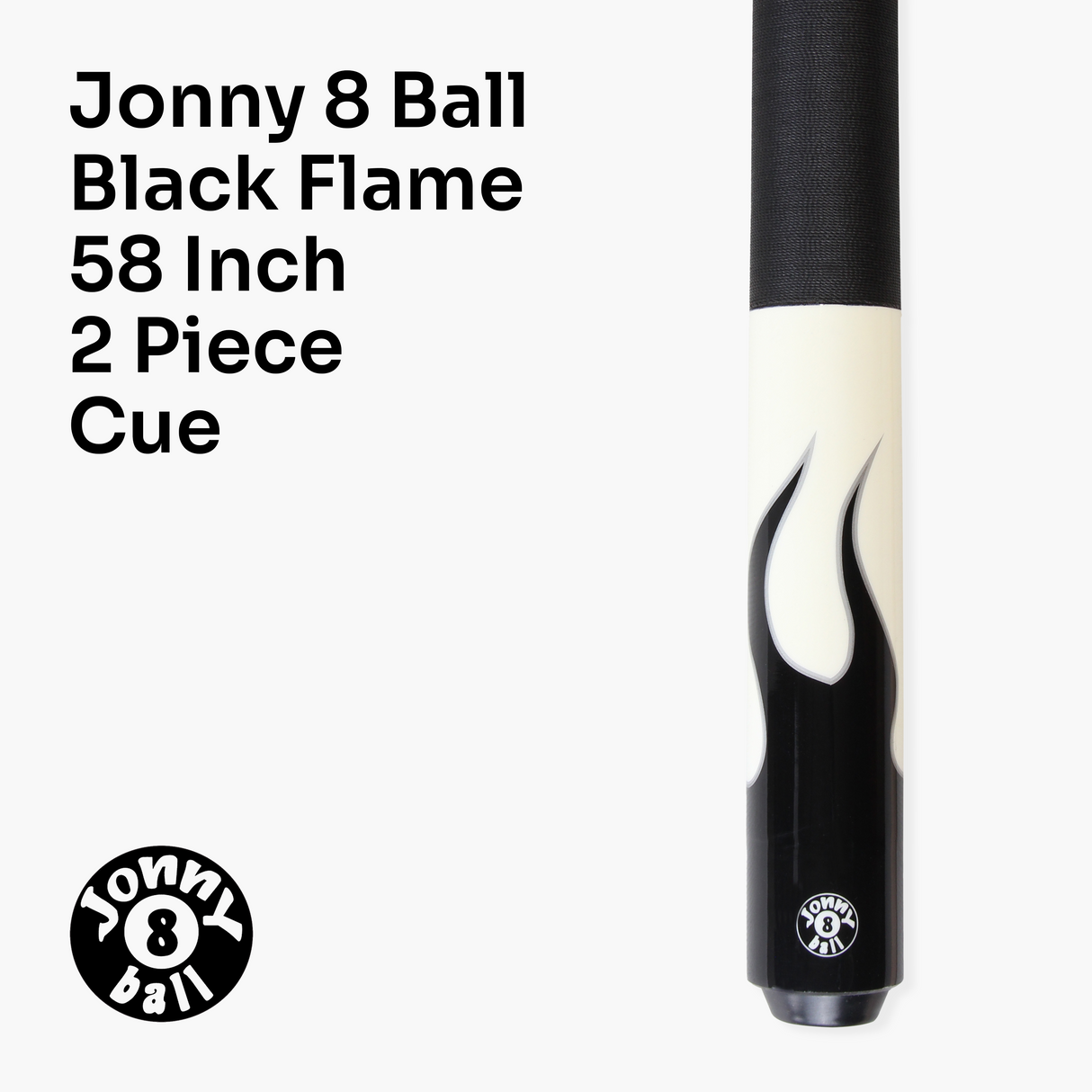 Jonny 8 Ball Flame 58" Maple Pool Snooker Cue with 11mm Tip and Hard Case
