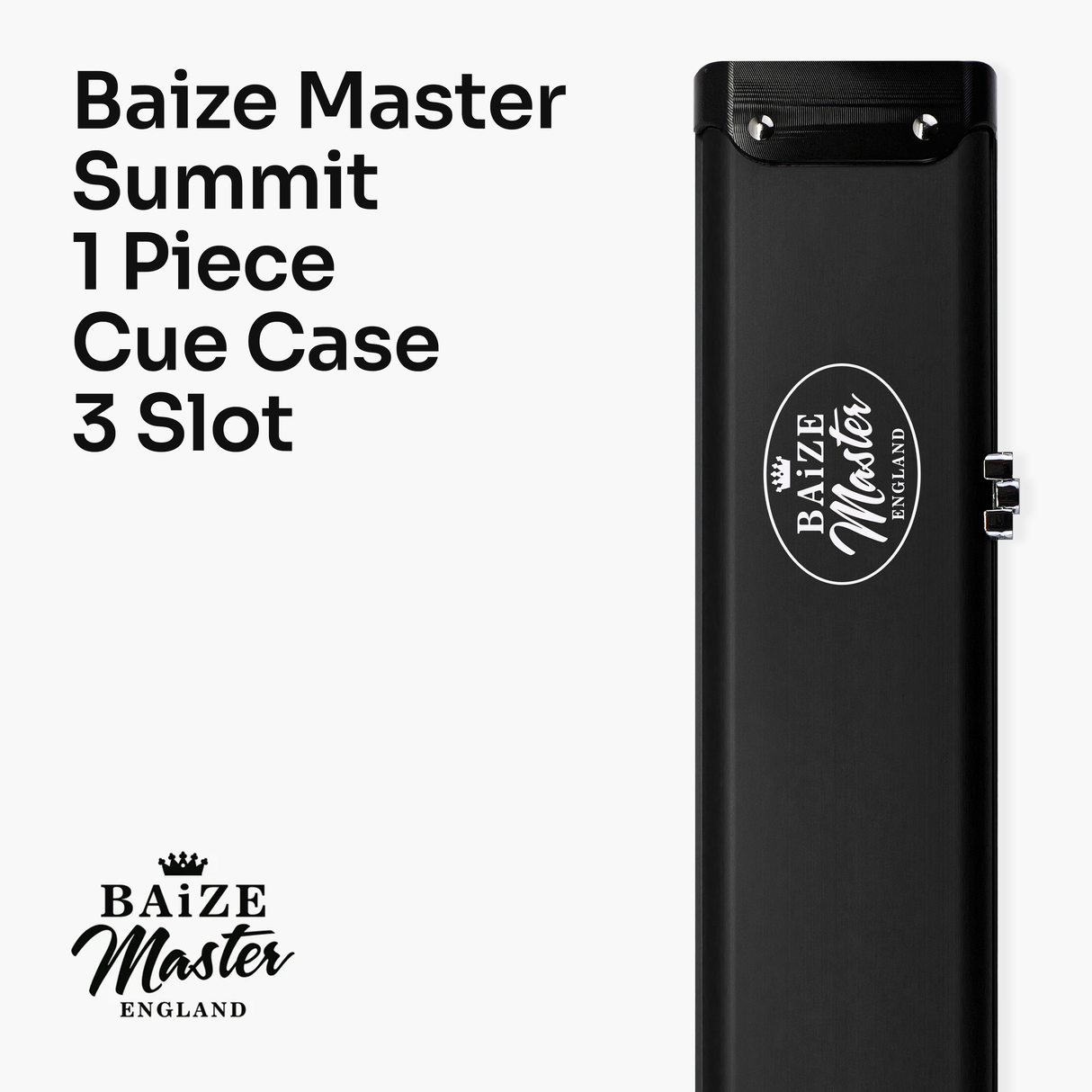 Baize Master Summit One Piece Three Slot Luxury Aluminium Snooker and Pool Cue Case with Chunky Metal Ends – Holds 3 x One Piece Cues