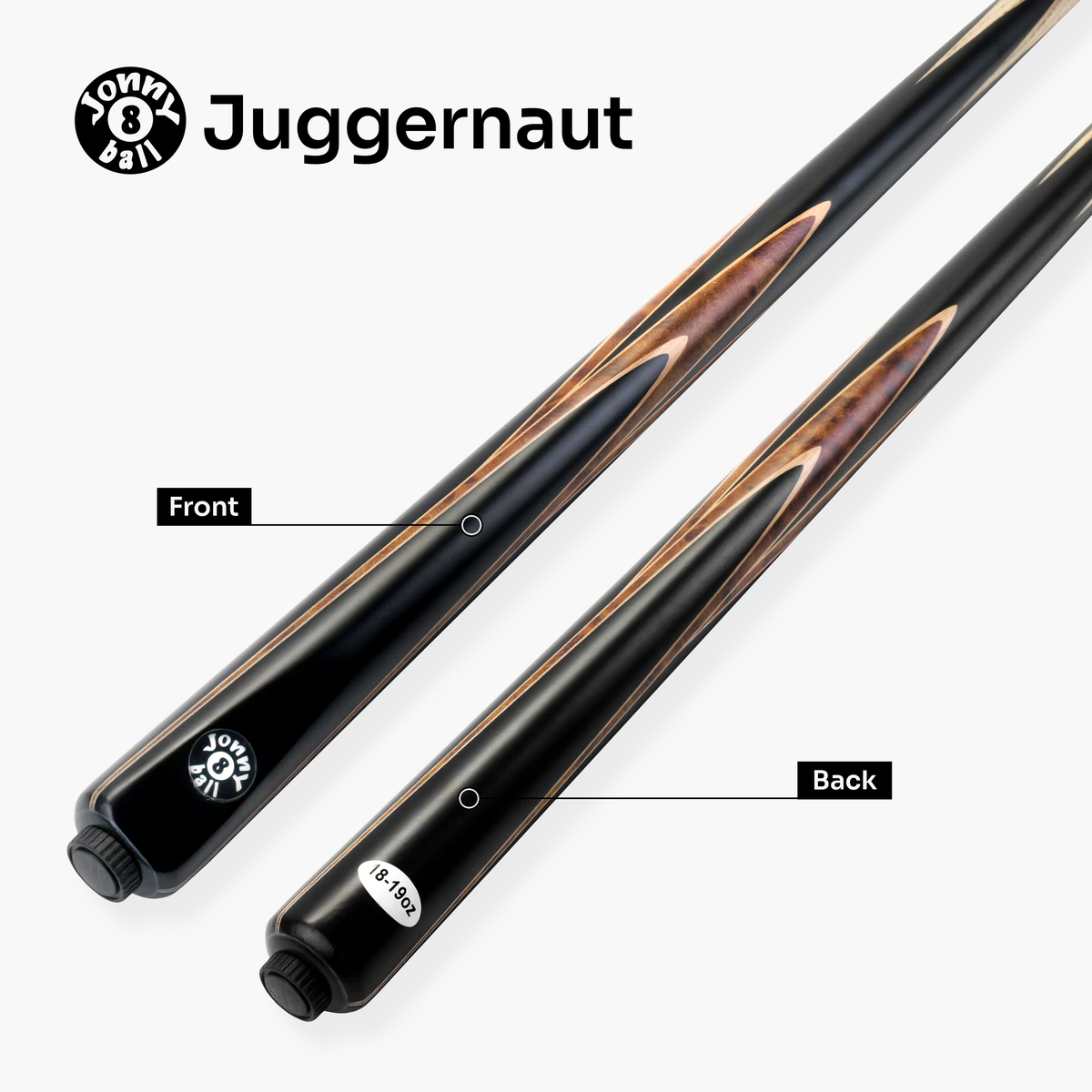Jonny 8 Ball Juggernaut 57 Inch 1 Piece Ash English Pool Break Cue with Phenolic Ferrule and 10.5mm Crystal Tip