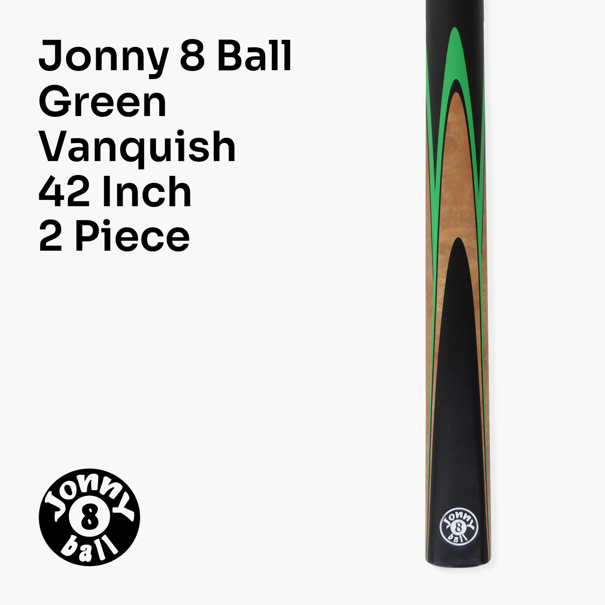 Jonny 8 Ball 42 Inch 2 Piece VANQUISH Junior Kids Snooker Pool Cue and HARD CASE Set 10mm Tip Cue + Case