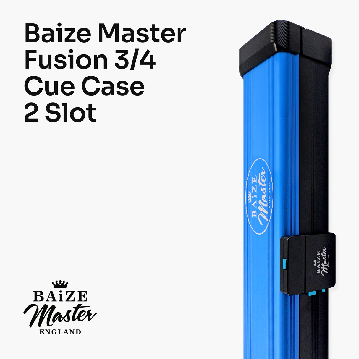 Baize Master Fusion ¾ 2 Slot Luxury Aluminium Snooker and Pool Cue Case with Trigger™ Lock – Holds 1 x ¾ Joint Cue + Extensions Baize Master