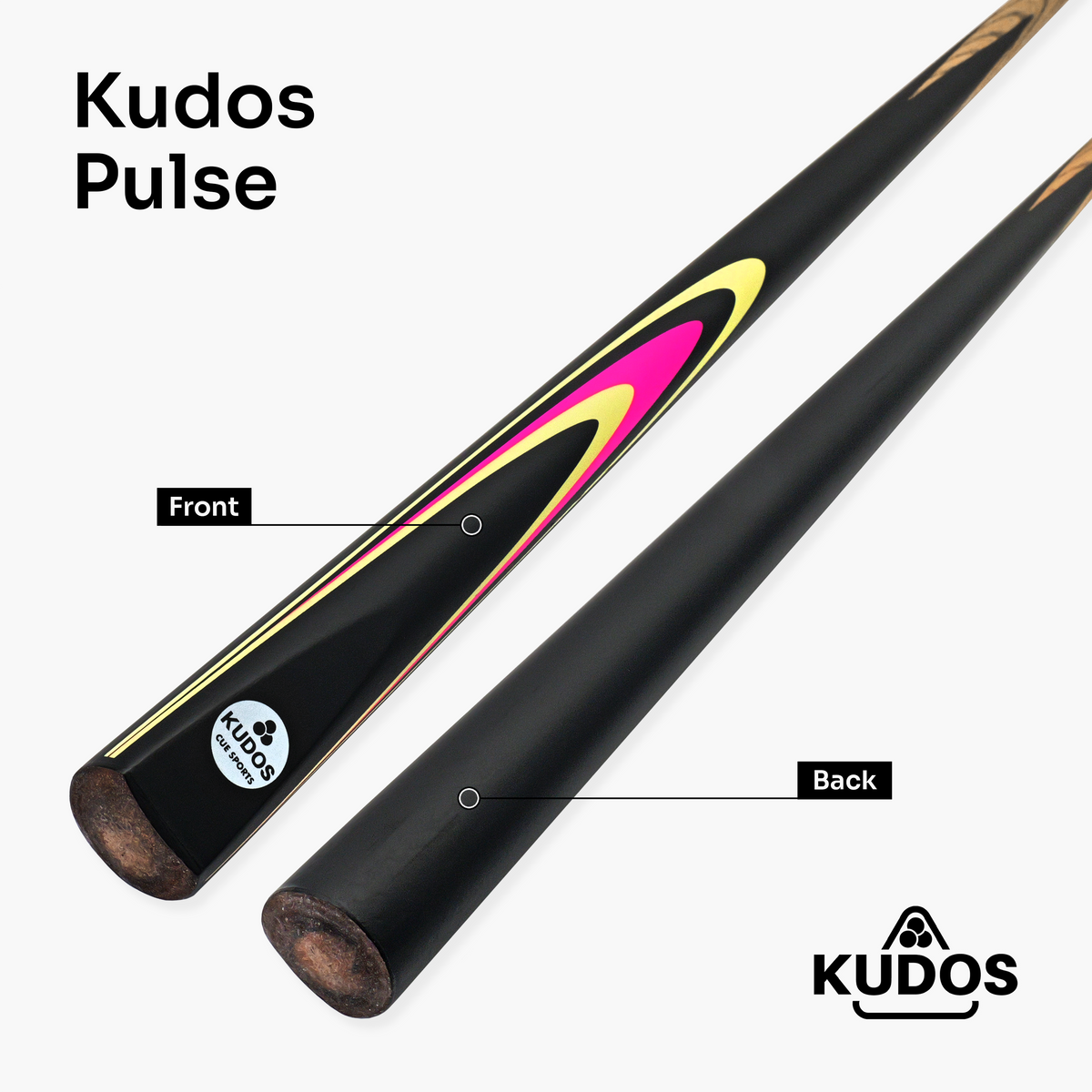 Kudos Pulse 57 Inch 2 Piece Heavy Weight Snooker and Pool Cue with 9.5mm Tip