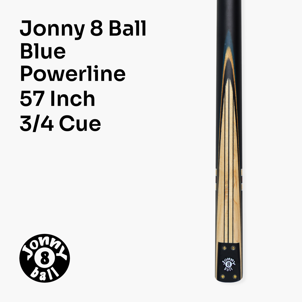Jonny 8 Ball 57 Inch Traditional ¾ Jointed Ash Snooker Pool Cue 9mm tip + Mini Butt Jonny 8 Ball