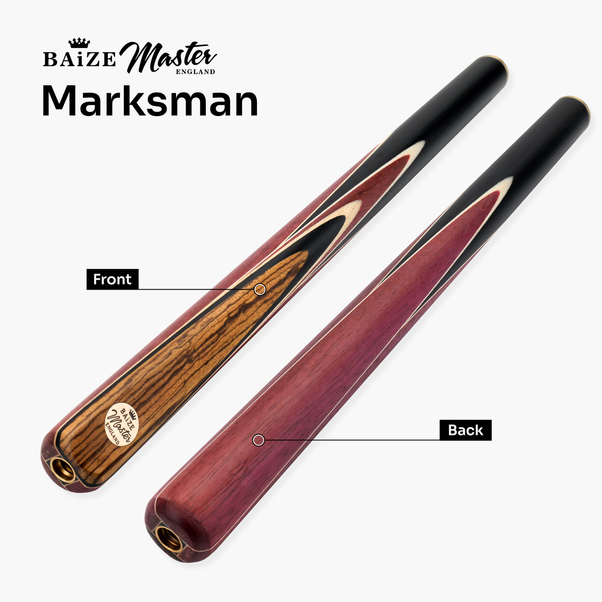 Baize Master Purple Marksman ¾ Joint English Pool Cue with 8.5mm Baize Master Blue Pressed Tip