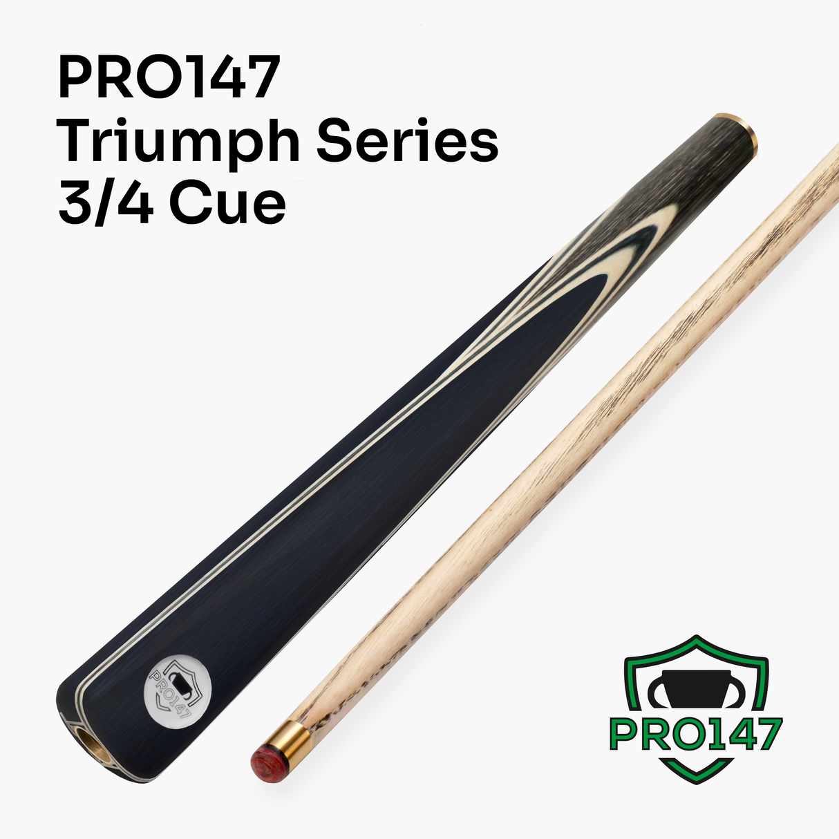 PRO147 TRIUMPH 3/4 Joint Premium Ash Snooker and Pool Cue with 9.5mm Professional Layered Tip