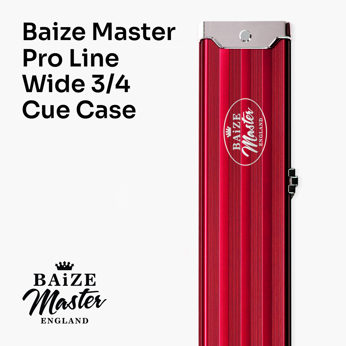 Baize Master Pro Line Wide 3/4 3 Slot Luxury Aluminium Snooker and Pool Cue Case - Holds 2 Cues