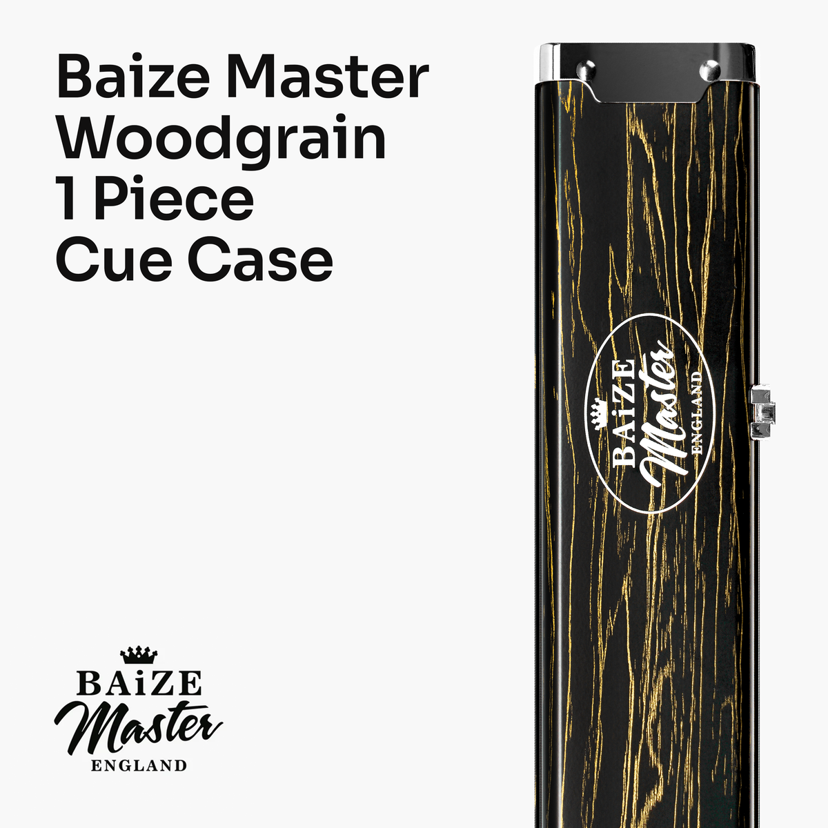 Baize Master Woodgrain 1 Piece 3 Slot Aluminium Snooker and Pool Cue Case - Holds 2 Cues + Extensions
