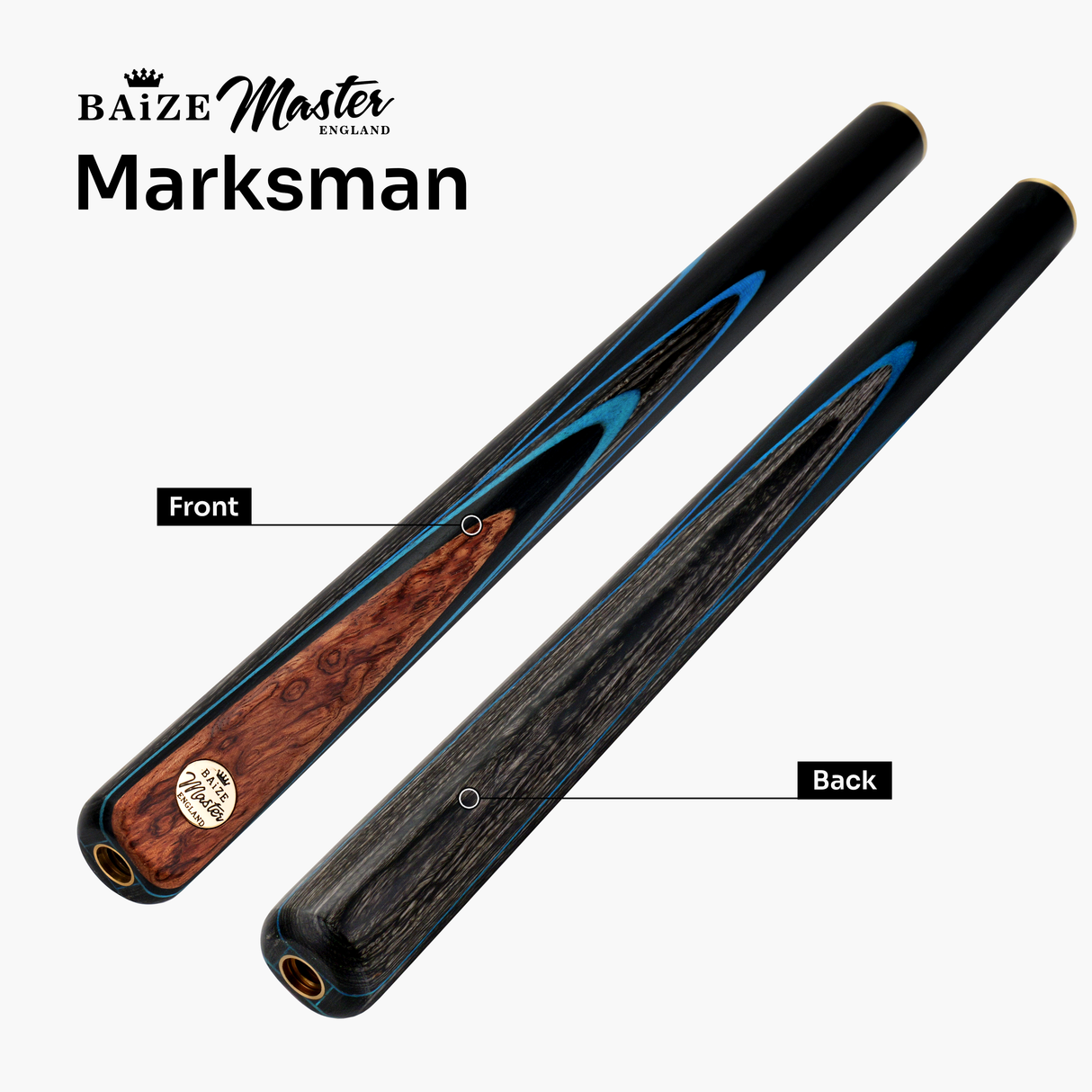 Baize Master Sapphire Marksman ¾ Joint English Pool Cue with 8.5mm Baize Master Blue Pressed Tip