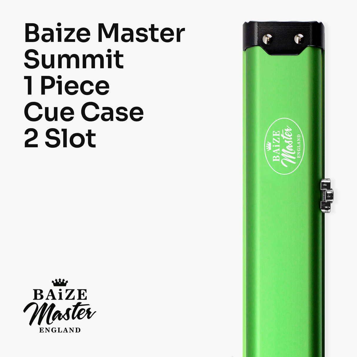 Baize Master Summit One Piece Two Slot Luxury Aluminium Snooker and Pool Cue Case with Chunky Metal Ends – Holds 2 x One Piece Cues