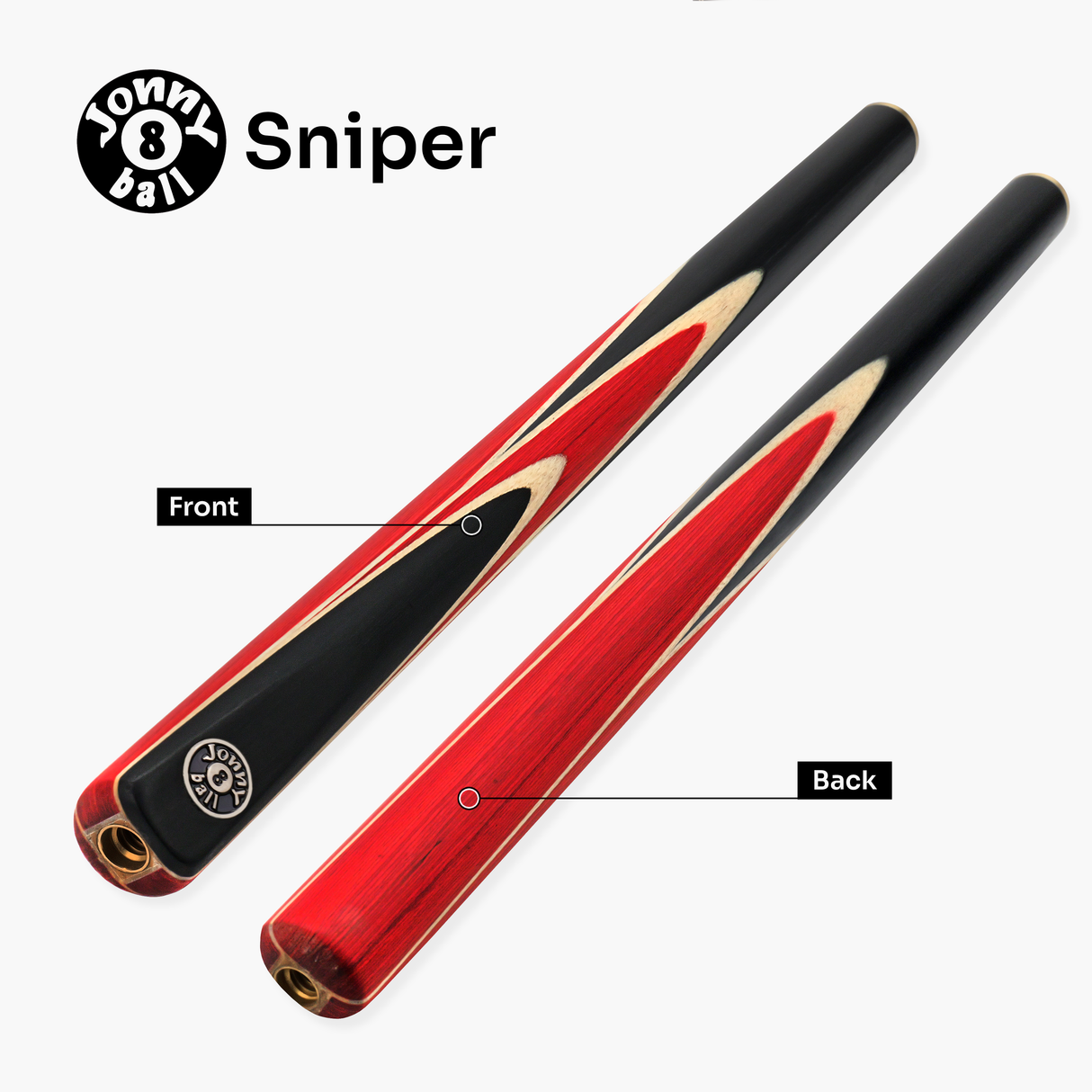 Jonny 8 Ball 3/4 SNIPER 57 Inch Ash English Pool Cue with 8mm Layered Pro Tip