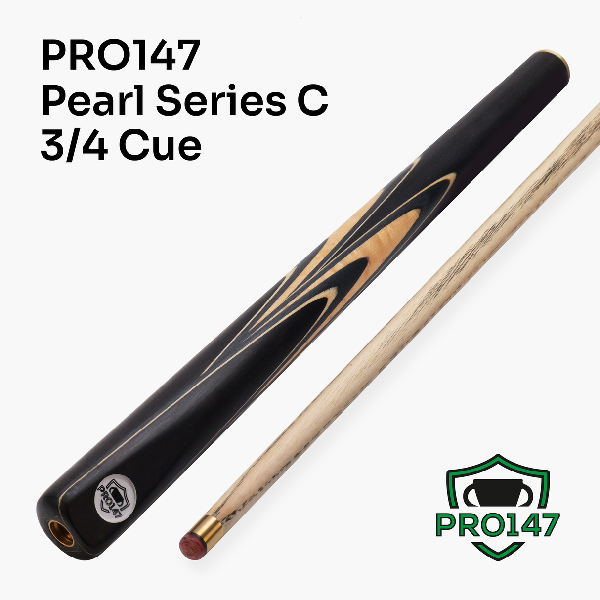 PRO147 Pearl Series Cream 57 Inch 3/4 Jointed Snooker Pool Cue 9.5mm Pro Leather Tip